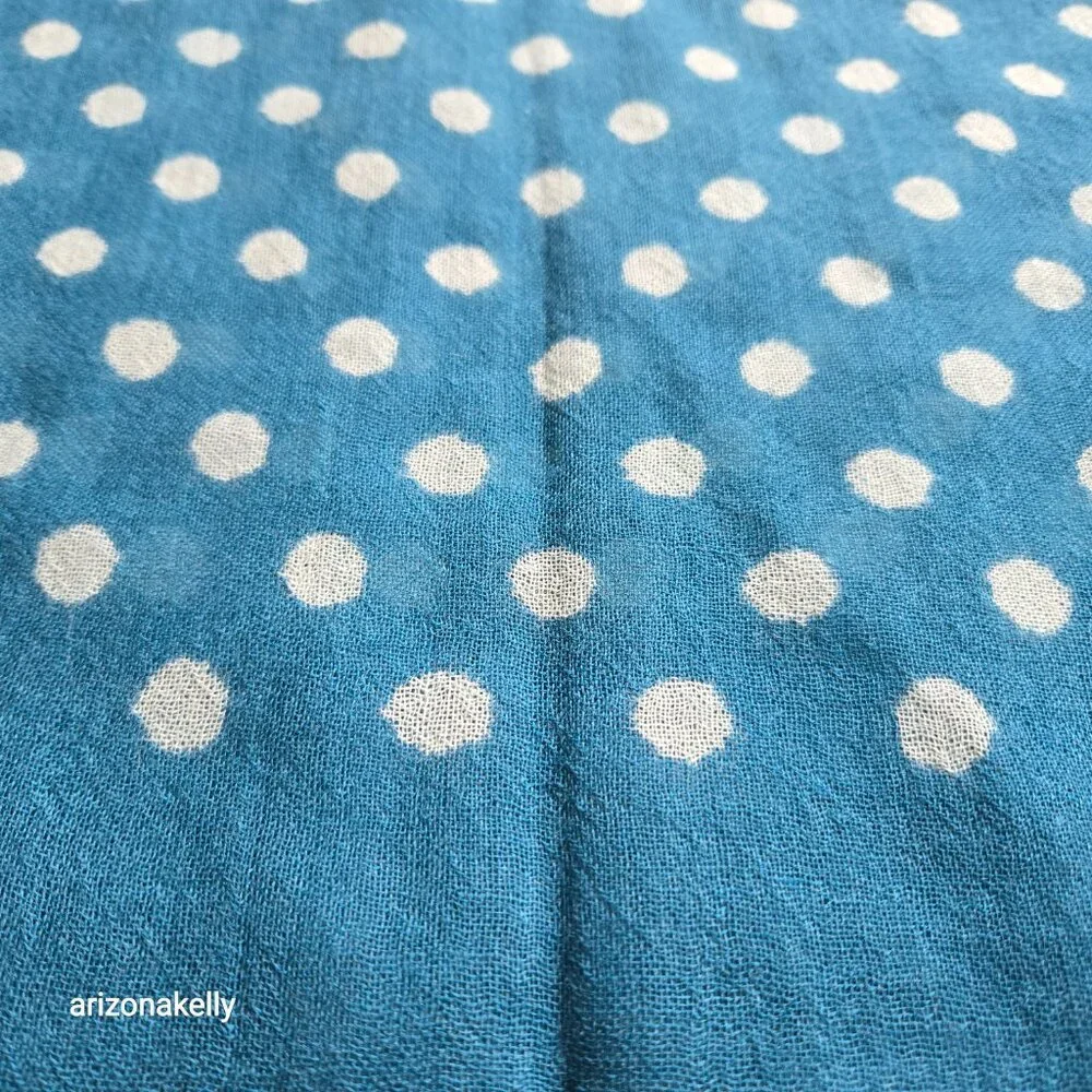 Wool/Silk Lightweight Polka Dot Scarf Blue - Picture 8 of 10